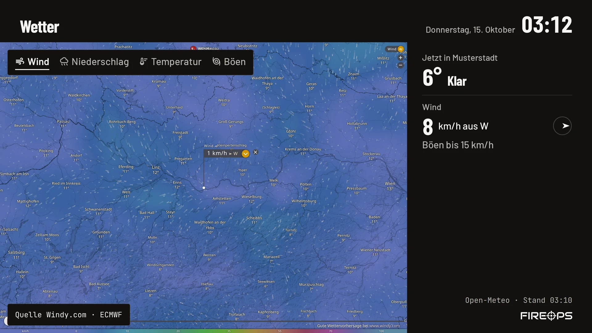 Edge-Display: Wetterkarte